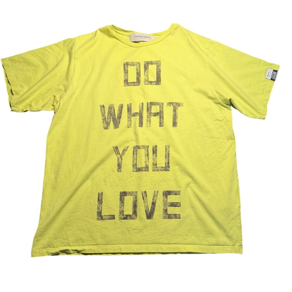 Golden Goose Deluxe Brand GGDB Lime Green Graphic T-Shirt Do What You Love Med